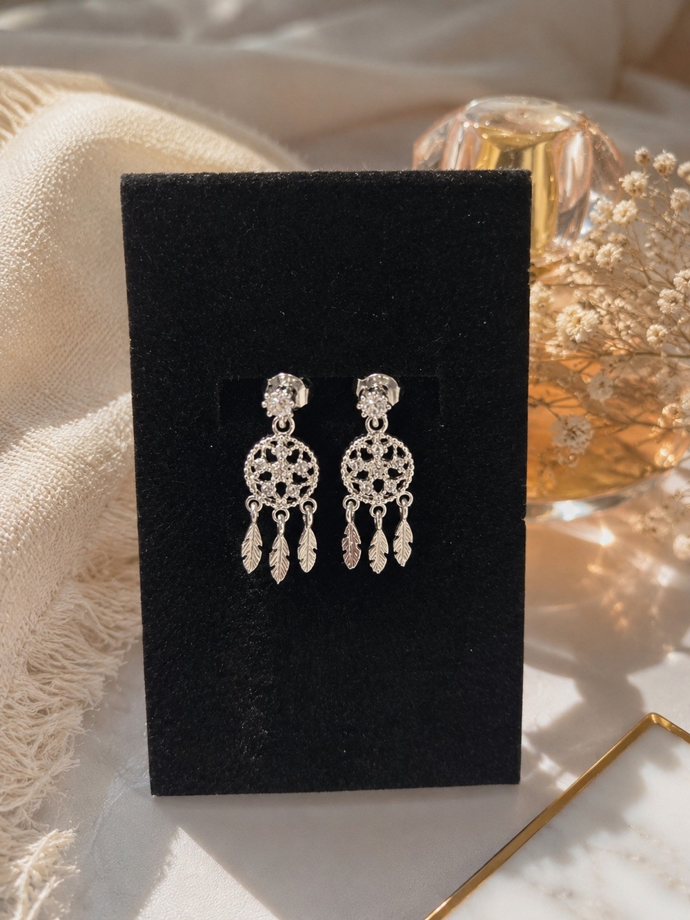 925. Silver Dreamcatcher Dangle Earrings - Women Jewelry